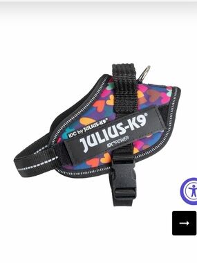 Julius-K9 Multi-Color Heart Pattern Dog Harness (Black Trim)